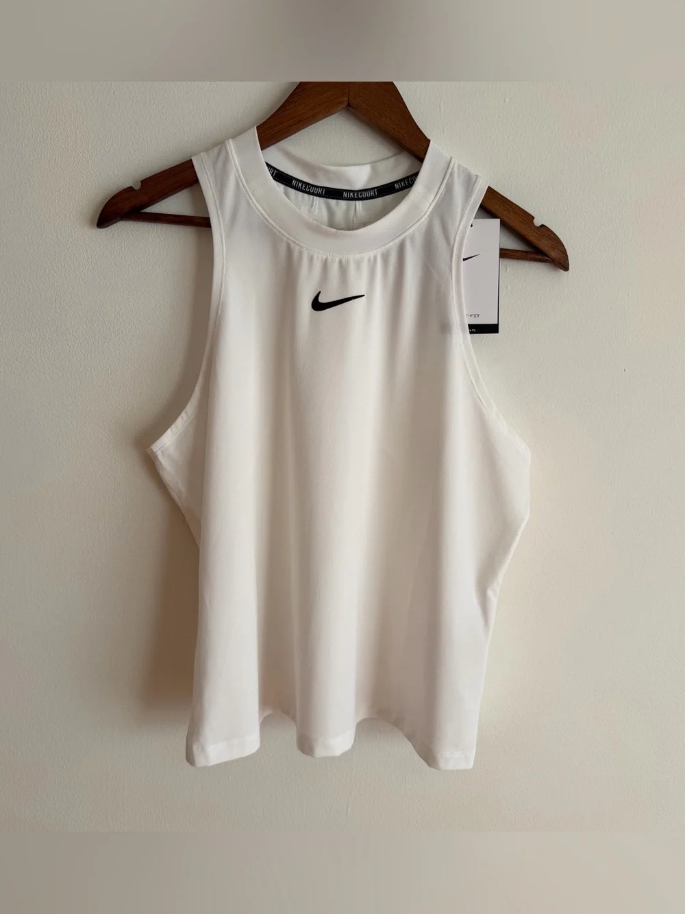 NWT NikeCourt Slam Dri-FIT Tennis Tank Top White Black Swoosh Extra Large XL
